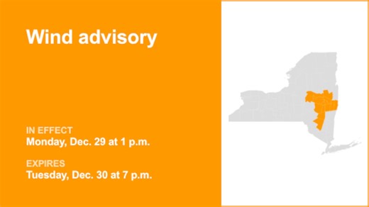 NY weather update: Wind advisory issued for part of New York until Tuesday evening – winds gusting up to 50 mph