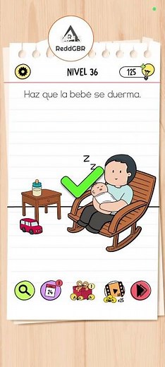 Brain Test All Star AS Nivel 36 - Haz que la bebe se duerma