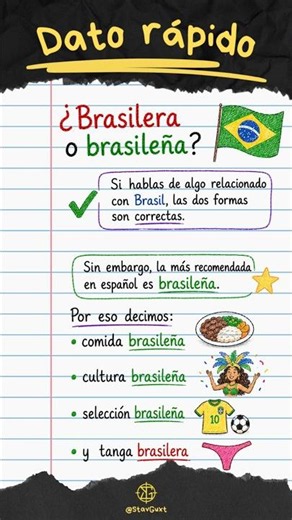"Brasilera" or "brasileña"? #stavguxt #funfacts