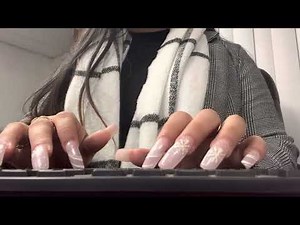 ASMR Typing with Long Acrylic Nails💅 (NO TALKING) Quiet Office work , Office Keyboard Sounds ⌨️