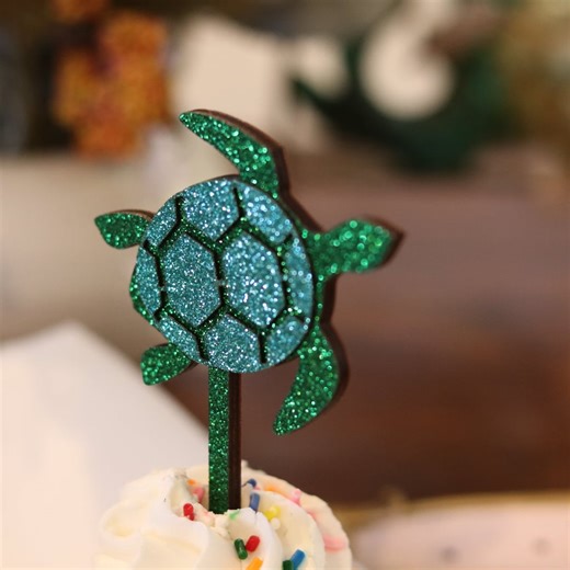 Sea Turtle Cupcake Toppers: Glitter Sealife Party Decor - Set of 12 - Etsy