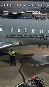 A worker at Dallas-Fort Worth Airport lost control of a fuel hose while refueling an American Airlines plane. The airline told ABC News that they're looking into the incident, as well as the airport's fueling contractor. David Muir reports. https://abcnews.go.com/ | ABC World News Tonight with David Muir