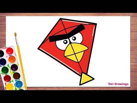Amazing Angry Bird Kite Drawing | How to Draw Angry Bird Kite 🪁 Easy & Stylish Drawing