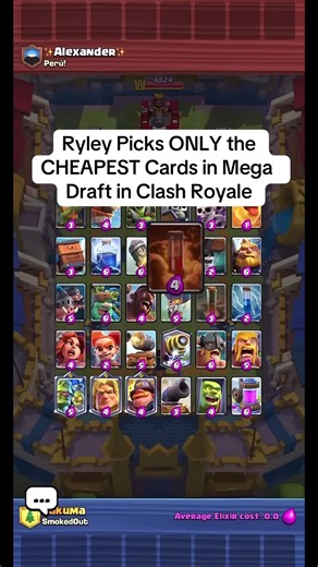Ryley Picks ONLY the CHEAPEST Cards in Mega Draft in Clash Royale #fyp #tiktoklive #livehighlights #clashroyale #ryley