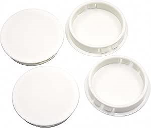 EASYEAH 2"(50mm) Plastic Hole Plugs, Flush Type Panel Snap in Locking Door Screw Shelf Hole Plug, Round Drilling Hole Cover Cabinet Furniture Cupboard Shelves Insert End Caps, 4PCS White
