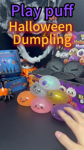 Adorable Halloween cartoon faces: jack-o'-lantern, tiny ghost, smiling bun#holloweentoys #squishy #halloween #fpy #sohochic