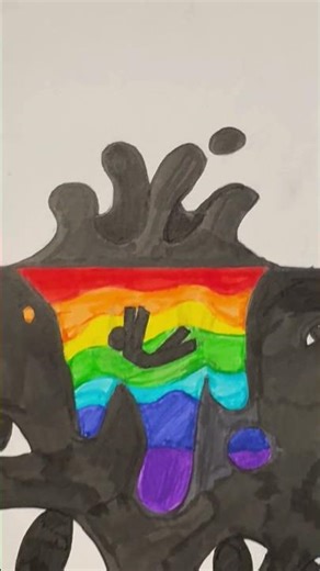 Traditional Drawing of a Person falling #art #drawing #rainbow