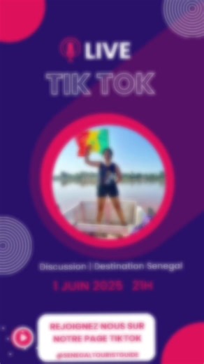 Nous serons en live sur cet page avec comme invité des acteurs dans le secteur du tourisme. Le 1 juin @thelionwhisperer @TerangaTourGuide @Blabacartours @bametravel @monica guide Casamance @Senegal For Travellers @Abdoukhadir Toure @yerimtours @Momo Guide Touristique #senegaldestinatination #destinationsenegal🇸🇳 #tourismesenegal