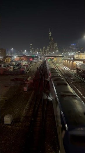 Amtrak 206 Leads a Night Departure from Chicago