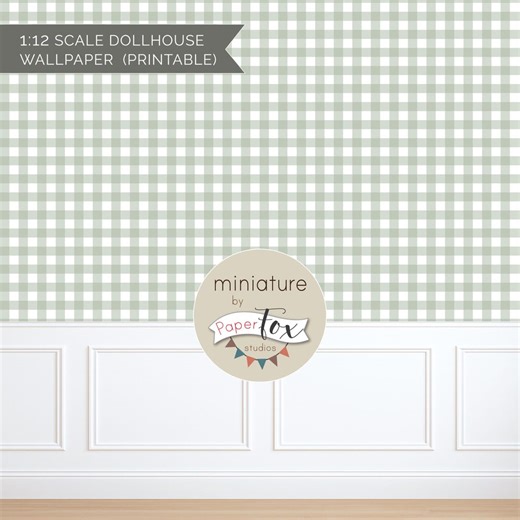 Dollhouse Miniature Wallpaper Printable, Sage Green Plaid (JPG and PDF, US Letter and A4 Sizes), 1:12 Scale - Etsy UK