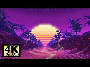 NEON SUNSET 80's RETRO SYNTH ROAD 1 HOUR 4K Background Screensaver Wallpaper Miami INFINITE LOOP