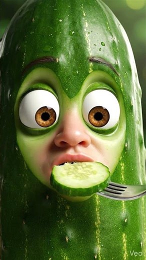 Cucumber Eats Itself!? 🥒😱 #CartoonFood #FoodParadox #EatTheFruits #CGI