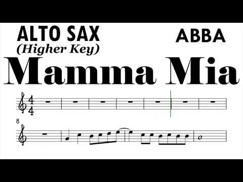 Mamma Mia ABBA Eb Alto Sax Sheet Music Backing Track Play Along Partitura