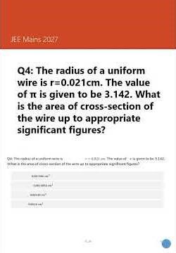 IIT JEE 2027 – Physics Chapter 1 Questions - Units and Measurements Part 1 Study Notes