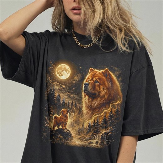 Chow Chow Howling Moon Shirt, 90s Airbrush Graphic, Lion Dog Spirit Birthday Present - Etsy