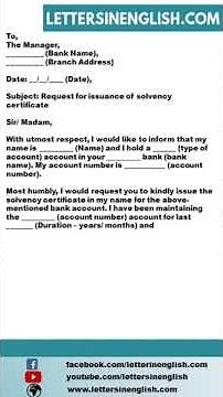 Request Letter to Bank for Solvency Certificate