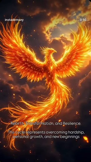 The phoenix is a legendary bird from mythology, symbolizing rebirth, transformation, and resilience. It is said to perish in flames and then rise from its own ashes, stronger and renewed. This cycle represents overcoming hardship, personal growth, and new beginnings. The phoenix appears in many cultures: Ancient Egypt: The Bennu bird, linked to the sun god Ra, symbolized creation and renewal. Greek Mythology: Herodotus described the phoenix as a bird that lived for 500 years before burning itsel