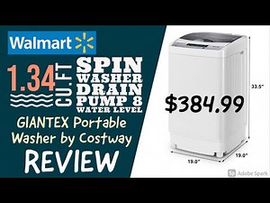 Portable Compact Washing Machine 1.34 Cu.ft Spin Washer Drain Pump 8 Water Level | GIANTEX | Costway