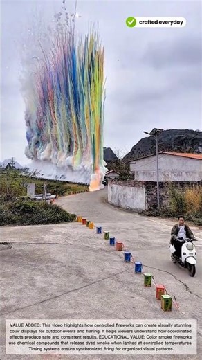 How Color Smoke Fireworks Create Vertical Rainbow Effects #craftedeveryday