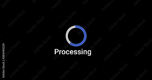 Processing progress bar computer screen animation loop isolated on black background with blue progress update screen indicator in 4K. Computer loading screen Stock Video