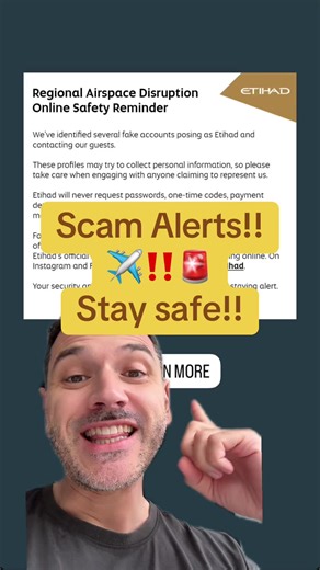 Airlines are warning about fake social media accounts pretending to be official customer support. ⚠️ These scammers may try to ask for: • Passwords • One-time verification codes • Payment details • Personal information No legitimate airline will ask for sensitive information via DMs. ✅ Always check you’re speaking to a verified account ✅ Use the airline’s official website for updates ✅ Don’t click suspicious links If you’re travelling soon, stay alert — especially during major disruptions when s