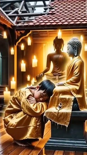 🫰Giữa cơn mưa lạnh, cậu bé cởi áo che cho Phật… Phước lành liền xuất hiện💫#NhanQua#PhuocBao#PhatGiao