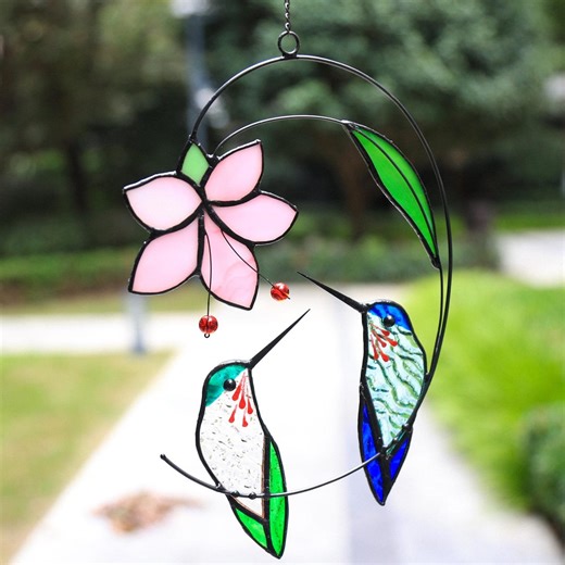100% Stained Glass Hummingbird Window Hanging,stained Glass Bird Suncatcher, Garden Decoration, Glass Art,christmas Gift - Etsy