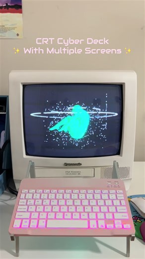 Connecting another CRT/VCR to my mini CRT Cyber Deck 👾 #cyberdeck #crt #fypシ゚
