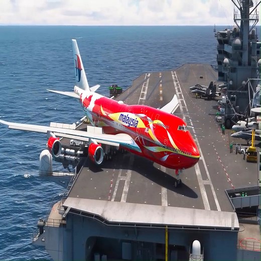 63K views · 1.5K reactions | This Pilot Is Amazing! Malaysia Airlines Boeing 747 Takes Off from an Aircraft Carrier | Jymi Jymi II | Facebook
