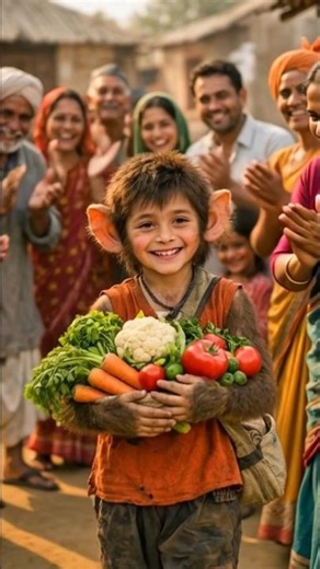 A cute monkey boy worked hard and got vegetables.#cutemonkey #realRiocute
