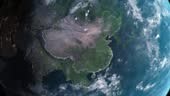 Highlighted China map, zooming in from the space through a 4K photo...
