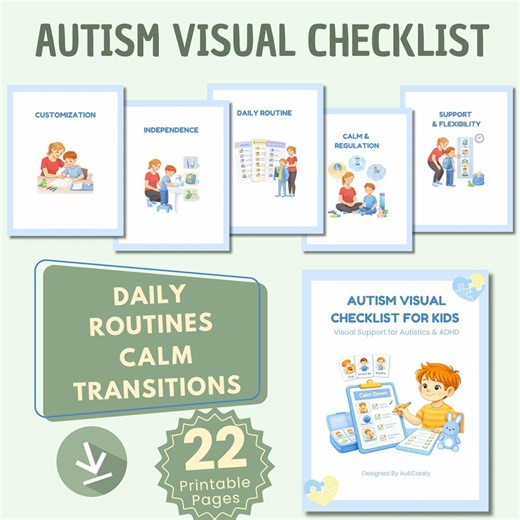 Autism Visual Checklist for Kids | Daily Routine Visual Schedule | Calm & Emotional Regulation Tool | Printable PDF - Etsy UK