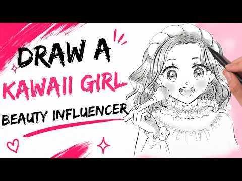 How to Draw a Kawaii Manga Girl Beauty Influencer | Step-by-Step for Beginners
