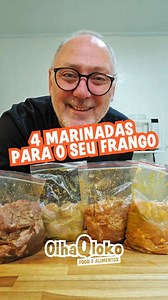 4 Receitas de Marinada de Frango 👇👇👇 1) Mostarda e mel 2) Oriental 3) Limão com ervas 4) Oriente Médio As quantidades você vê no vídeo. Coloque em saquinhos tipo ZIPLOCK com 300g de cubos de peito de frango ou de coxa e sobrecoxa de frango. Feche, misture bem e deixe marinando por 3 horas antes de preparar ou leve ao freezer e consuma em até 3 meses. Quando quiser preparar, passe para a geladeira na véspera. Leve para uma frigideira com um fio de azeite de oliva e fogo alto. Mexa até segar o 