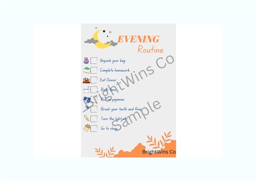 Kids Evening Routine Chart – Visual Bedtime Checklist Printable (instant Download) - Etsy