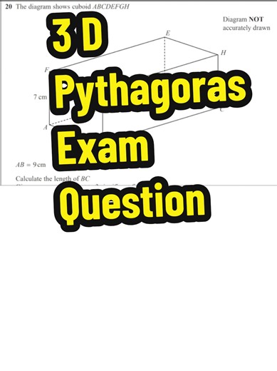 3D Pythagoras theorem IGCSE QUESTION. #IGCSEMaths #MathsTeacher #StudyTips #IGCSE0580 #easymaths