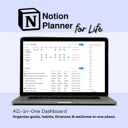 Life Planner Notion All-in-one Template | Notion Life Dashboard | Goals, Habit, Household, Budget, Wellness & Daily Task Manager - Etsy Australia