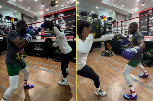 Floyd Mayweather hammers pads in latest training footage at 48 years old as fans all say the same thing
