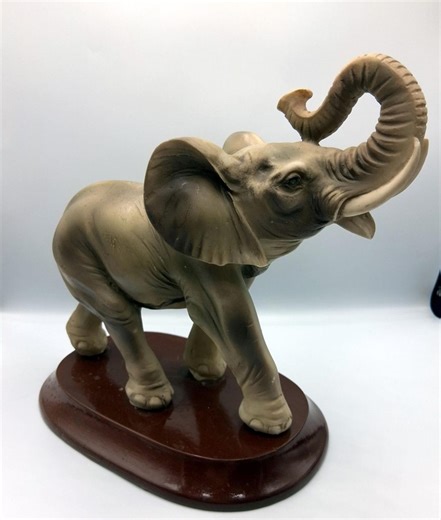Vintage Elephant Figurine on Wood Base, Table Decor Elephant - Etsy