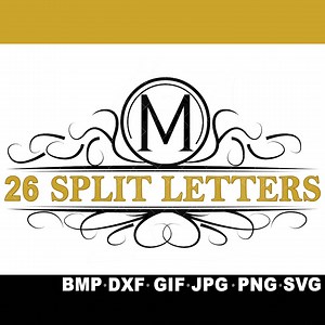 SVG 26 Monogram Letters Bundle Script Font Cricut Silhouette Inkspace JPG Png GIF Fancy Scripty Elegant Decor Zip Alphabet Split Letter Abc - Etsy
