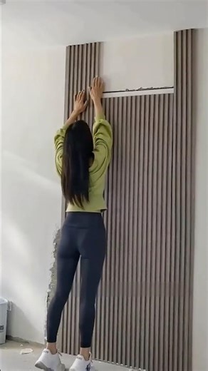 WPC wall panel installation#wpcwallpanel #wpc #sourcefactory #homedecor #diy #wpcfactory #shorts