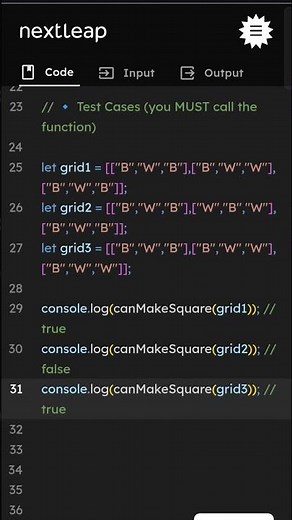 2x2 Same Color Square in 3x3 Grid — At Most One Change | JavaScript Solution Explained