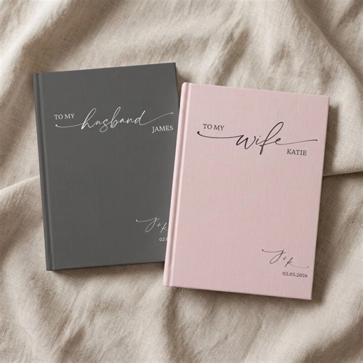 Wedding Vow Books Hardcover, Personalized His Her Vows, Minimalist Elegant, Custom Name Date - Etsy