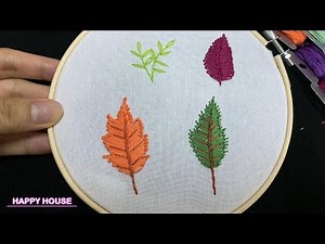 HAND EMBROIDERY FOR BEGINNERS: 4 types of Leaves with lazy daisy stitch (Tutorial)