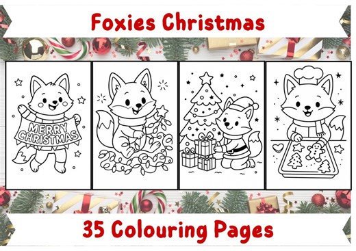 Foxie's Christmas Coloring Book, 35 Winter Fox Pages (PDF) - Etsy Canada