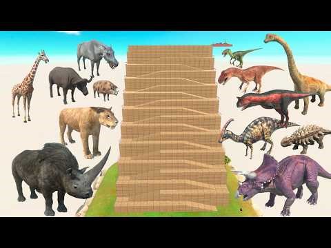 Animals vs Dinosaurs Zigzag Mountain Running - Animal Revolt Battle Simulator