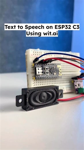 ESP32 C3 Text to Speech using AI ESP32-C3 text-to-speech tutorial using Wit.ai cloud TTS. Covers I2S amplifier wiring, library usage, audio streaming, error handling, and real-world voice projects. Comment “ AI “ for complete tutorial. Read more: https://circuitdigest.com/microcontroller-projects/esp32-c3-text-to-speech-using-ai #ESP32C3 #TextToSpeech #AIoT #EmbeddedSystems #IoTProjects CircuitDigest | Circuit Digest