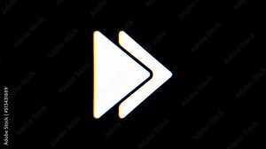 Intentional noise distortion glitch effect: an icon of the fast forward function (going ahead in a video or another media).