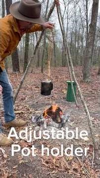 DIY Bushcraft: one-handed adjustable pot holder🔥