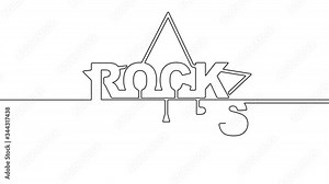 Rock stars design in one continuous single drawing style, dynamic progressive animation, hand drawn emblem. Animated logo for your design.